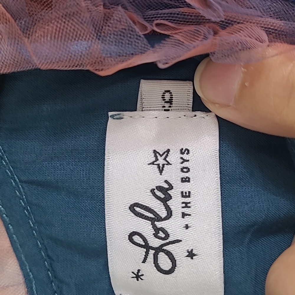 Lola + The Boys Pink and Blue Ruffle Dress Size 6 - Picture 3 of 10